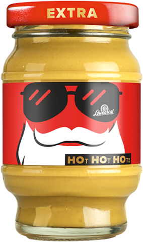 Löwensenf Extra scharf Nikolaus-Senf im 100ml Tönnchen