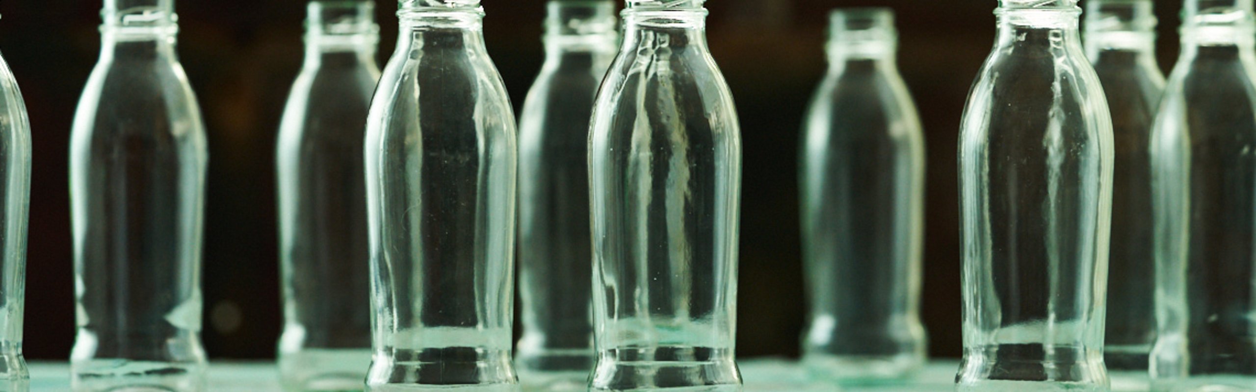 leere und durchsichtige Saucen Flaschen Löwensenf Recycling 