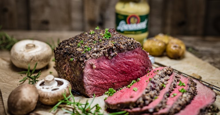 Rezept Roastbeef mit Herbstlicher Kruste aus Löwensenf Medium Senf