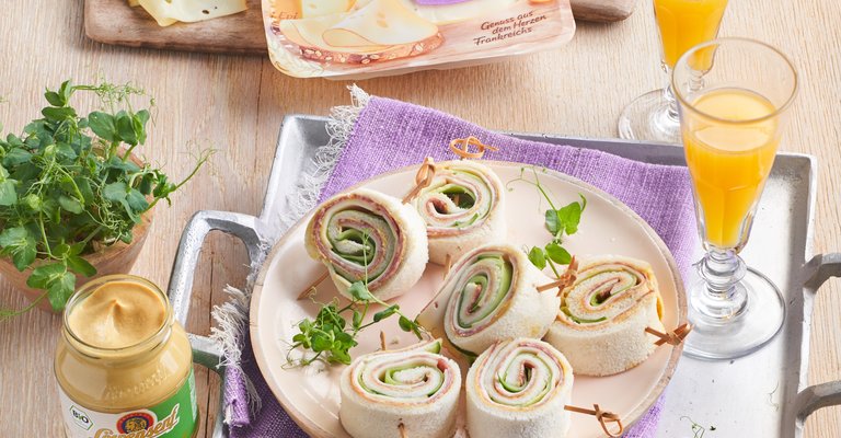 Sandwich - Sandwich Roulade mit Fol Epi und Löwensenf Bio Mittelscharf im 250 ml Tönnchen