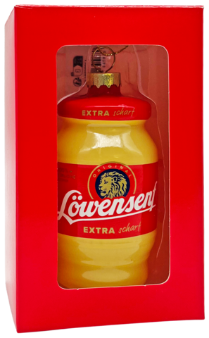 Löwensenf Extra Tönnchen Weihnachtskugel