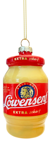 Löwensenf Weihnachtskugel Extra Tönnchen